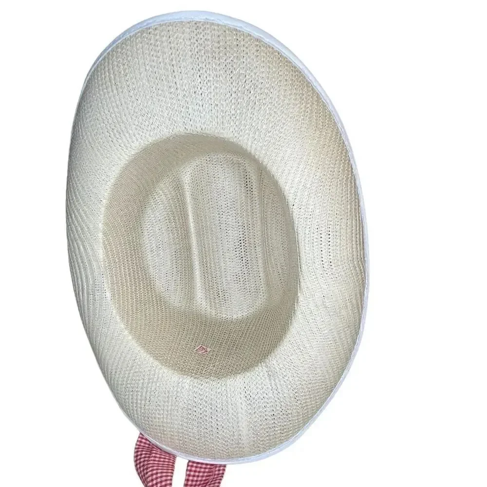 Straw Western hat with checkered red ribbon - Jacobson Hat Co.